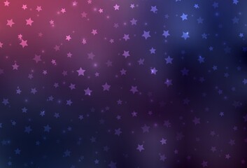 Dark Purple vector background with xmas snowflakes, stars.