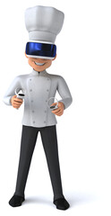 Fun 3D Illustration of a chef with a VR Helmet