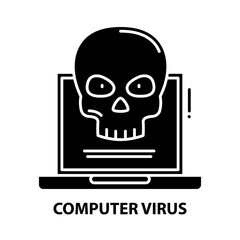 computer virus icon, black vector sign with editable strokes, concept illustration