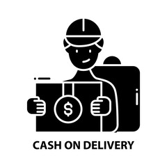 cash on delivery icon, black vector sign with editable strokes, concept illustration