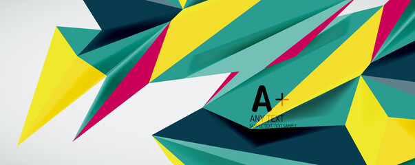 Vector triangle geometric backgrounds. Low poly 3d shape on light backdrop. Vector illustration for covers, banners, flyers and posters and other designs