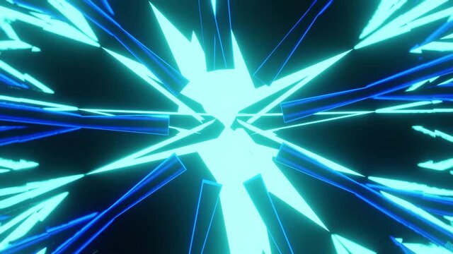 Neon and Blue Futuristic Sci-fi Rotation. VJ Loop Animation. HD Video Template. Reflaction of of Lights. HD Video Template