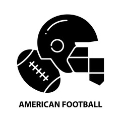 american football icon, black vector sign with editable strokes, concept illustration