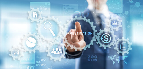 Fototapeta na wymiar Investigation inspection audit business concept on virtual screen.