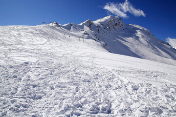 A drag lift in the upper part of the Cheget mountain, Prielbrusye, Caucasus