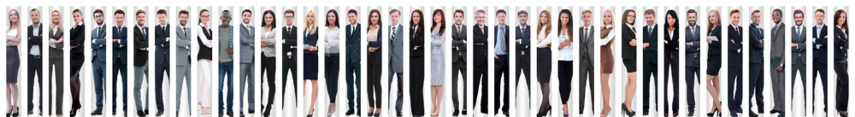 panoramic collage of a large and successful business team