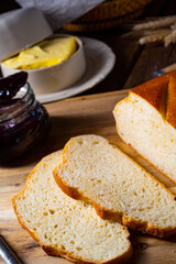 white bread with butter and delicious jam