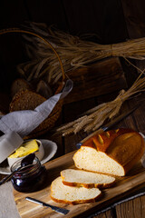 white bread with butter and delicious jam