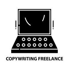 copywriting freelance icon, black vector sign with editable strokes, concept illustration