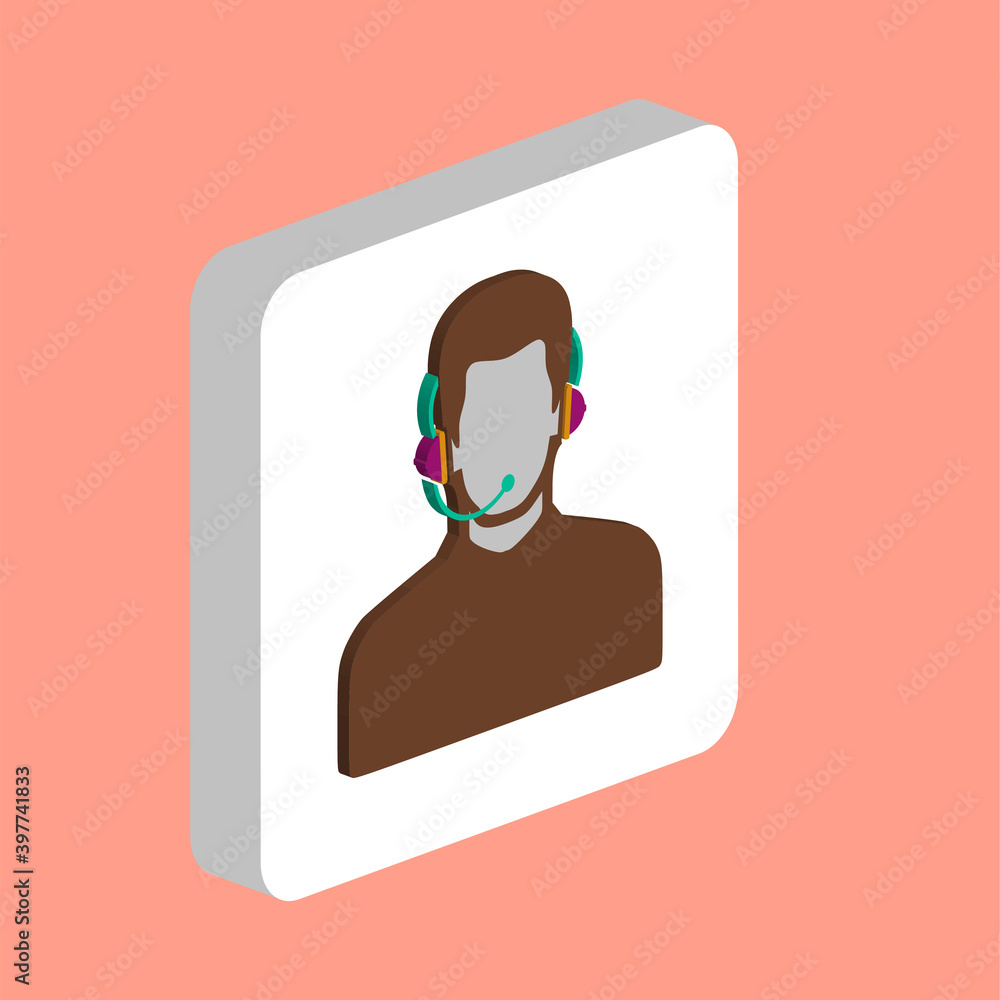 Poster Operator Simple vector icon. Illustration symbol design template for web mobile UI element. Perfect color isometric pictogram on 3d white square. Operator icons for business project.