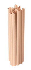Bamboo fibre straws, isolated on white background. Eco-friendly bamboo drinking straws, environmental consciousness concept. Close up.