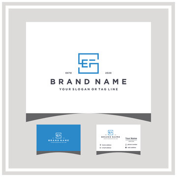 letter SEF logo square design and business card vector