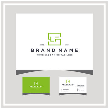 letter SLF logo square design and business card vector