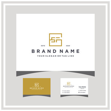 letter GSF logo square design and business card vector