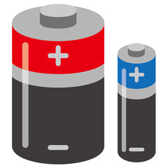 2本の乾電池のシンプルなカラーアイコン 