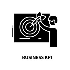 business kpi icon, black vector sign with editable strokes, concept illustration