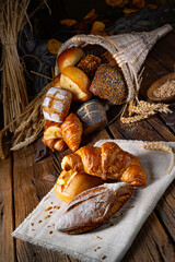 Fresh rolls in a cornucopia