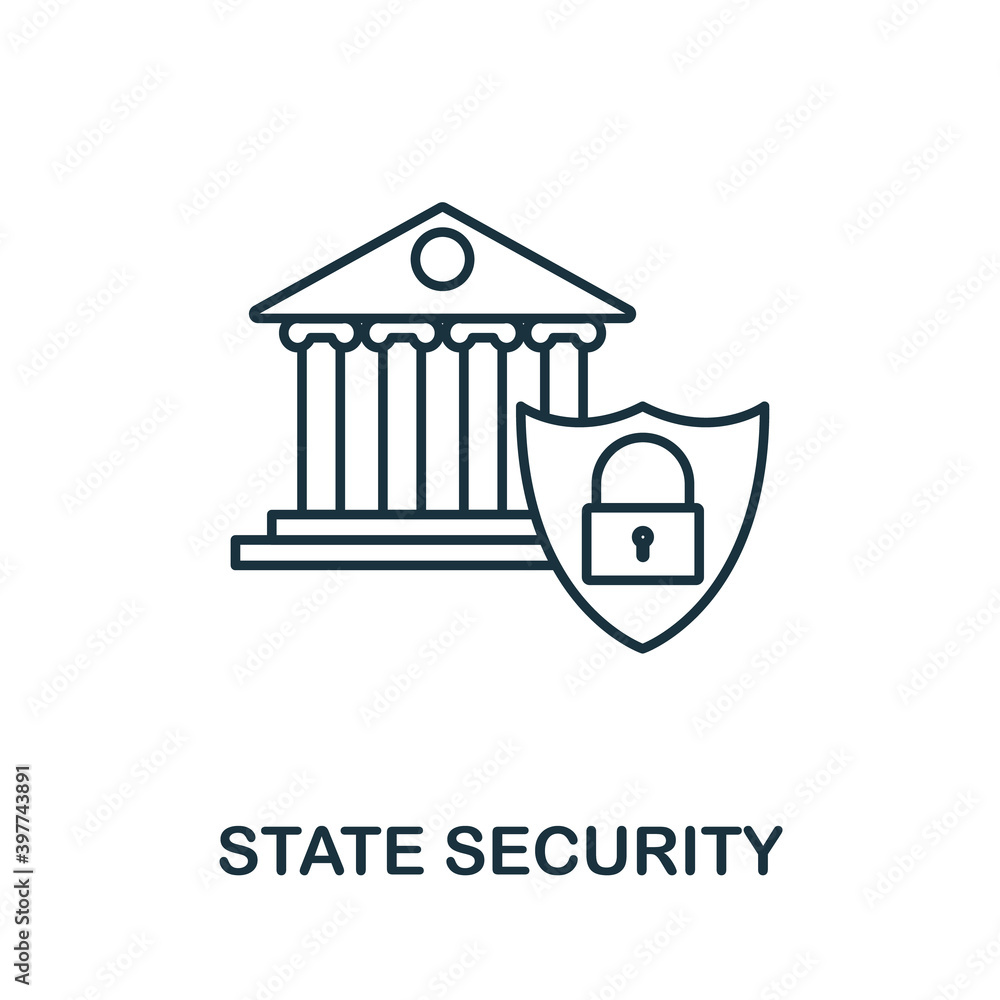Poster state security icon. line style element from gdpr collection. thin state security icon for templates