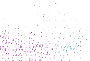 Light multicolor, rainbow vector template with man, woman symbols.