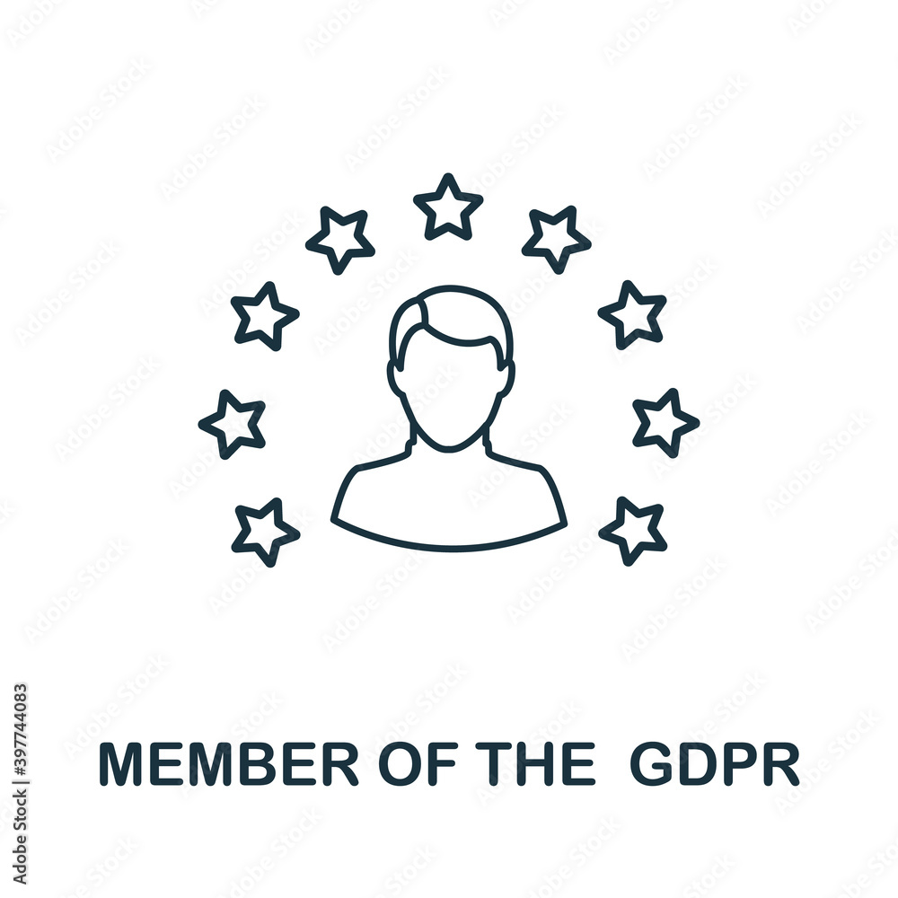 Poster member of the gdpr icon. line style element from gdpr collection. thin member of the gdpr icon for t