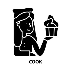 cook icon, black vector sign with editable strokes, concept illustration