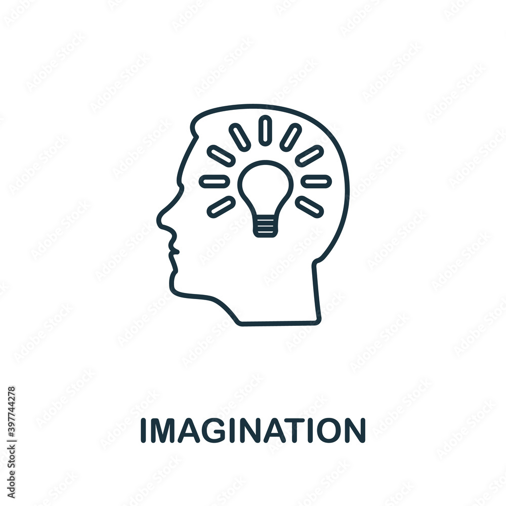 Poster imagination icon. line style element from life skills collection. thin imagination icon for template