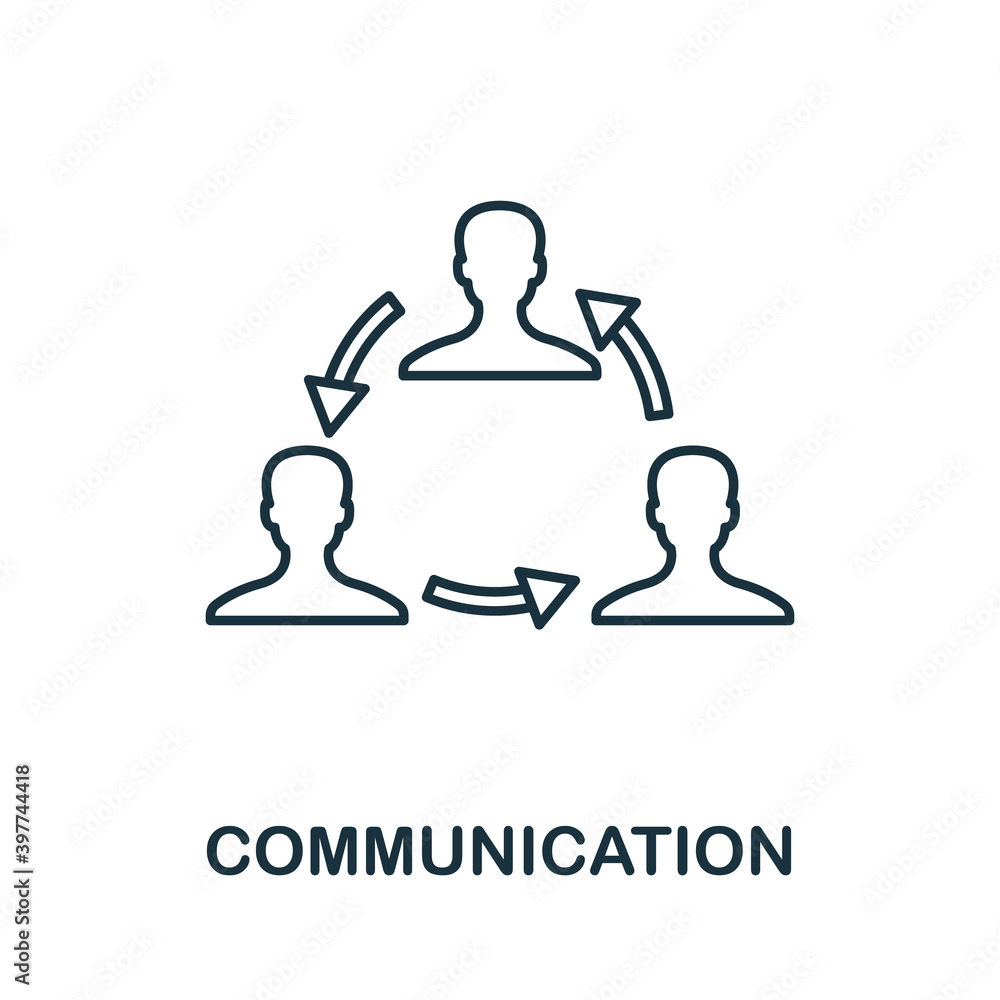 Poster communication icon. line style element from life skills collection. thin communication icon for temp