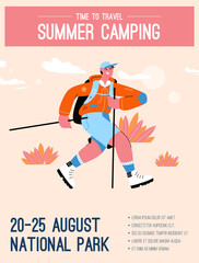Vector poster of Summer Camping and Time to Travel concept
