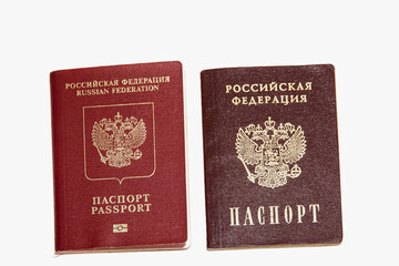 International biometric and internal passport of a citizen of the Russian Federation. Isolated on a white background