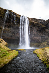 Landscape of Seljalandsfoss Waterfall in Iceland in spring