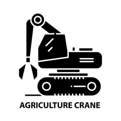 agriculture crane icon, black vector sign with editable strokes, concept illustration