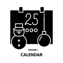 calendar icon, black vector sign with editable strokes, concept illustration
