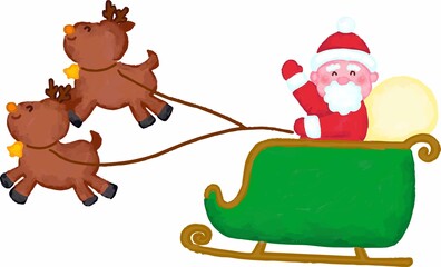 クリスマスサンタトナカイ丸フレーム Animal Wall Mural Anim Kuro