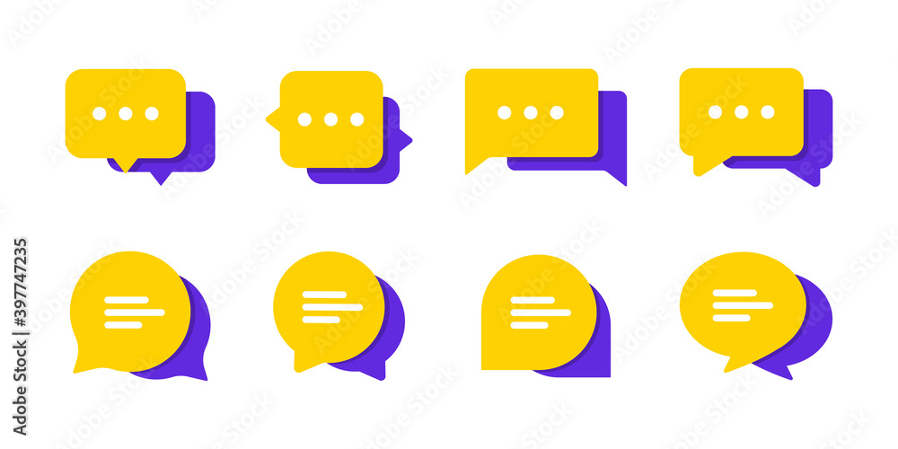 Fototapete set of chat message bubbles vector icon. communication icons. talk bubble, dialog. web icon set. onl