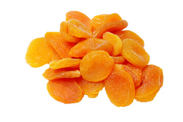 dry apricots close up isolated on white background