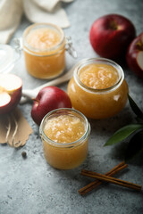 Homemade apple jam or sauce with spices