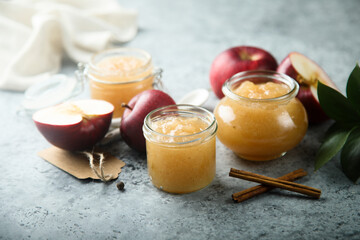 Homemade apple jam or sauce with spices