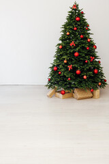 Interior room with Christmas tree with gift decor for the new year