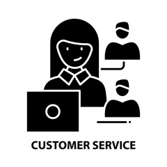 customer service symbol icon, black vector sign with editable strokes, concept illustration