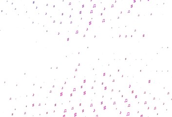 Light Pink vector texture with musical notes.