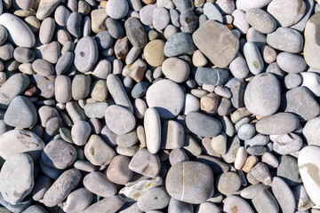 sea pebbles, natural background, texture. Sea background and beach.