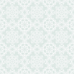 Seamless grey background with white pattern in baroque style. Vector retro illustration. Ideal for printing on fabric or paper for wallpapers, textile, wrapping.