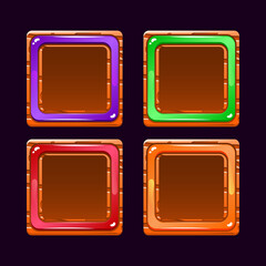 Funny gui colorful wooden and jelly frame border template for game ui asset elements