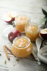 Homemade apple jam or sauce with spices