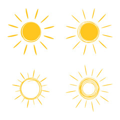 Sun icons set. Hand drawing in the style of doodle.