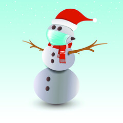 Snowman wearing a medical mask Health care concept Prevent virus outbreak