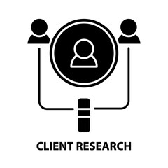 client research icon, black vector sign with editable strokes, concept illustration