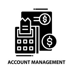 account management icon, black vector sign with editable strokes, concept illustration