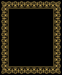 Decorative frame Elegant vector element for design in Eastern style, place for text. Floral golden border. Lace illustration for invitations and greeting cards.