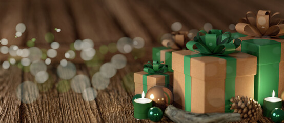 View of a Christmas background with christmas balls and decoration - 3d rendering